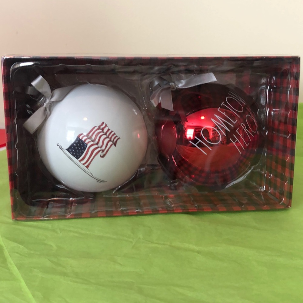 Rae Dunn HOMETOWN HERO Ornament Set